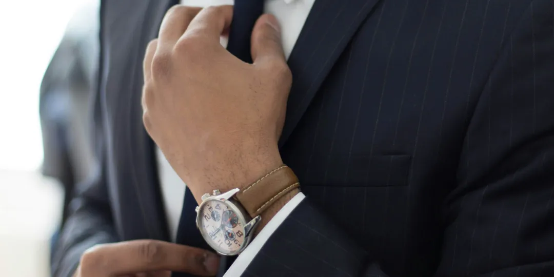 business man wearing fashionable watch