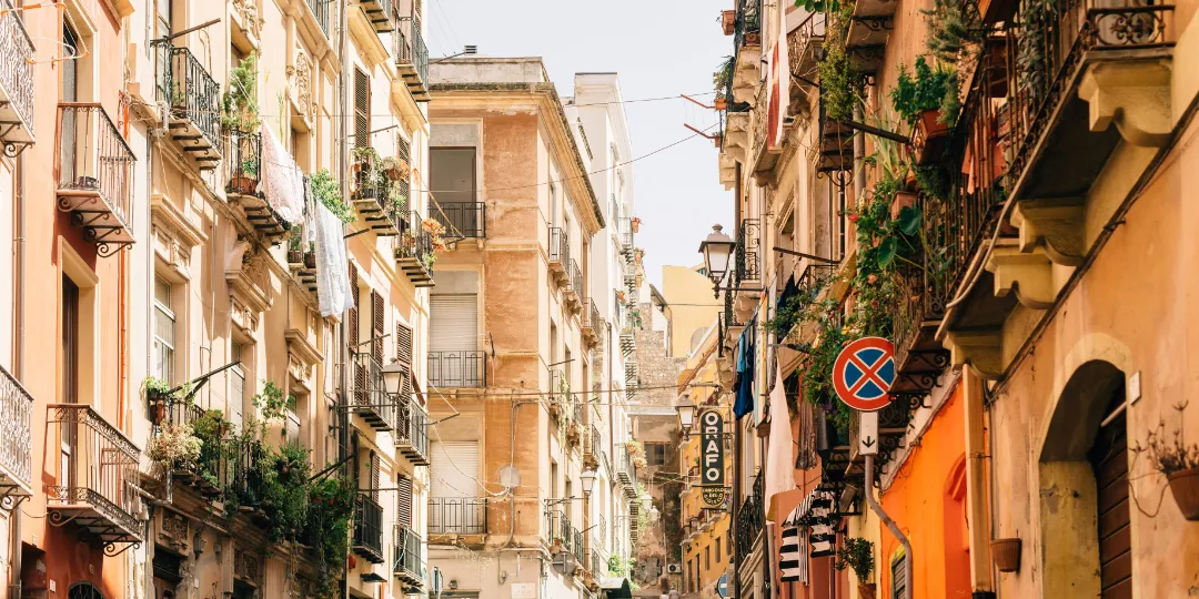 italian alley with historic houses