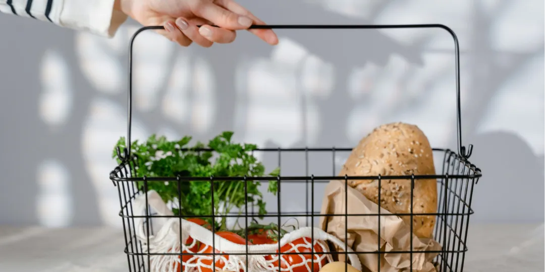 shopping basket with groceries