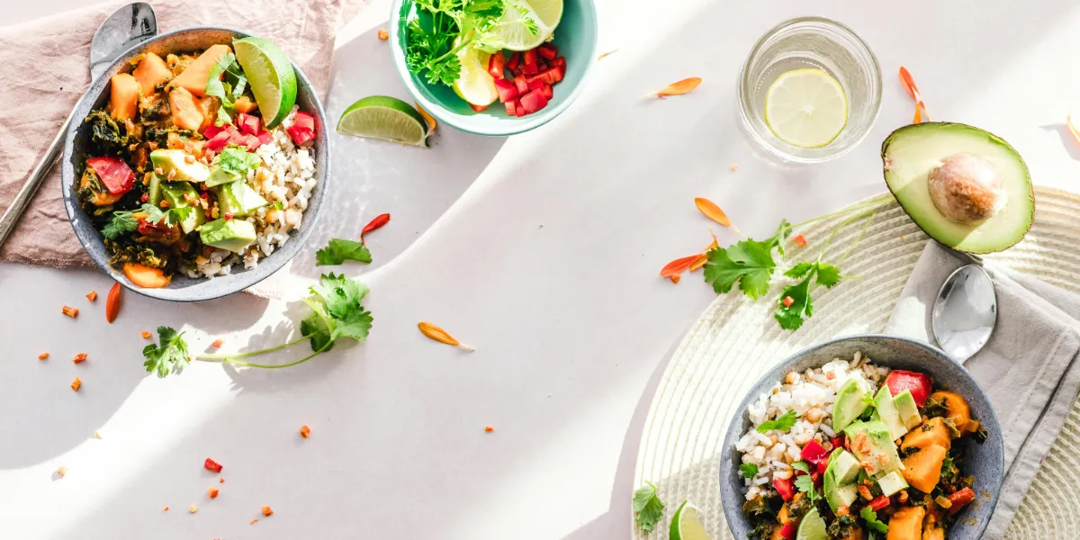 two healthy fresh meals on table