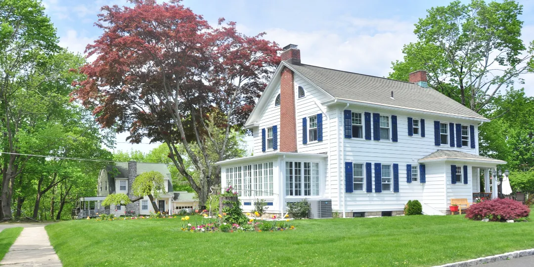 white single family home