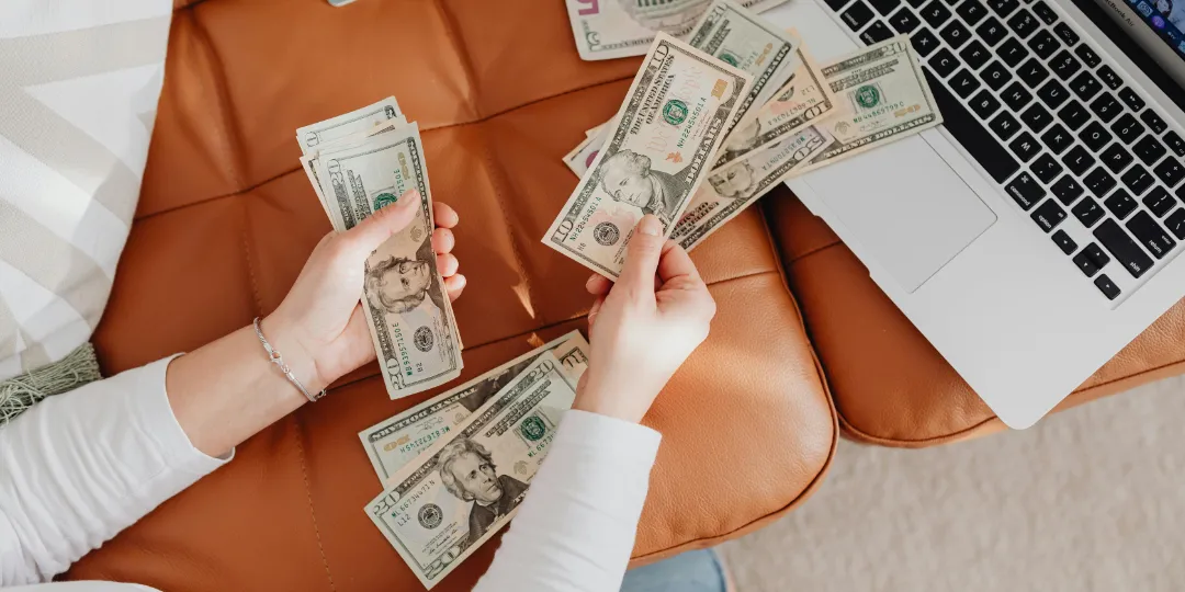 woman counting money