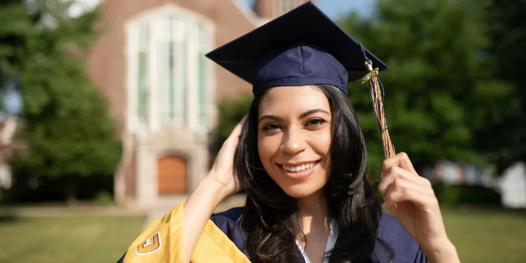 woman smiling after graduation